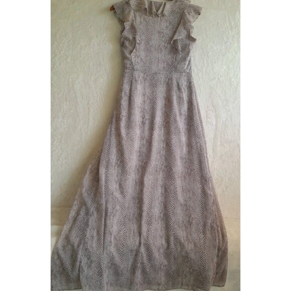 Banana Republic Sz 4 Snake Print Ruffle Wrap Event Party Lightweight Maxi Dress - Picture 5 of 10